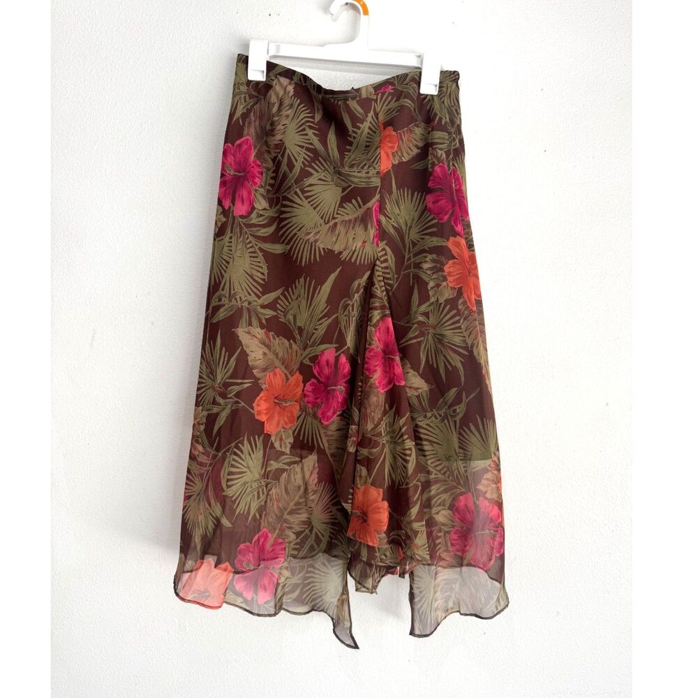 La Boutique skirt VTG Y2K asymmetric tropical grunge floral fairy summer women14